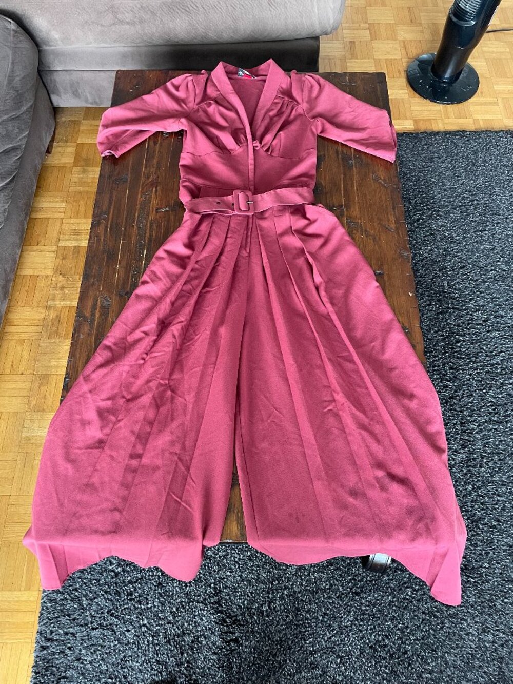 Miss Candyfloss Signature Burgundy Belted Jumpsuit | 1940s-Inspired | Medium